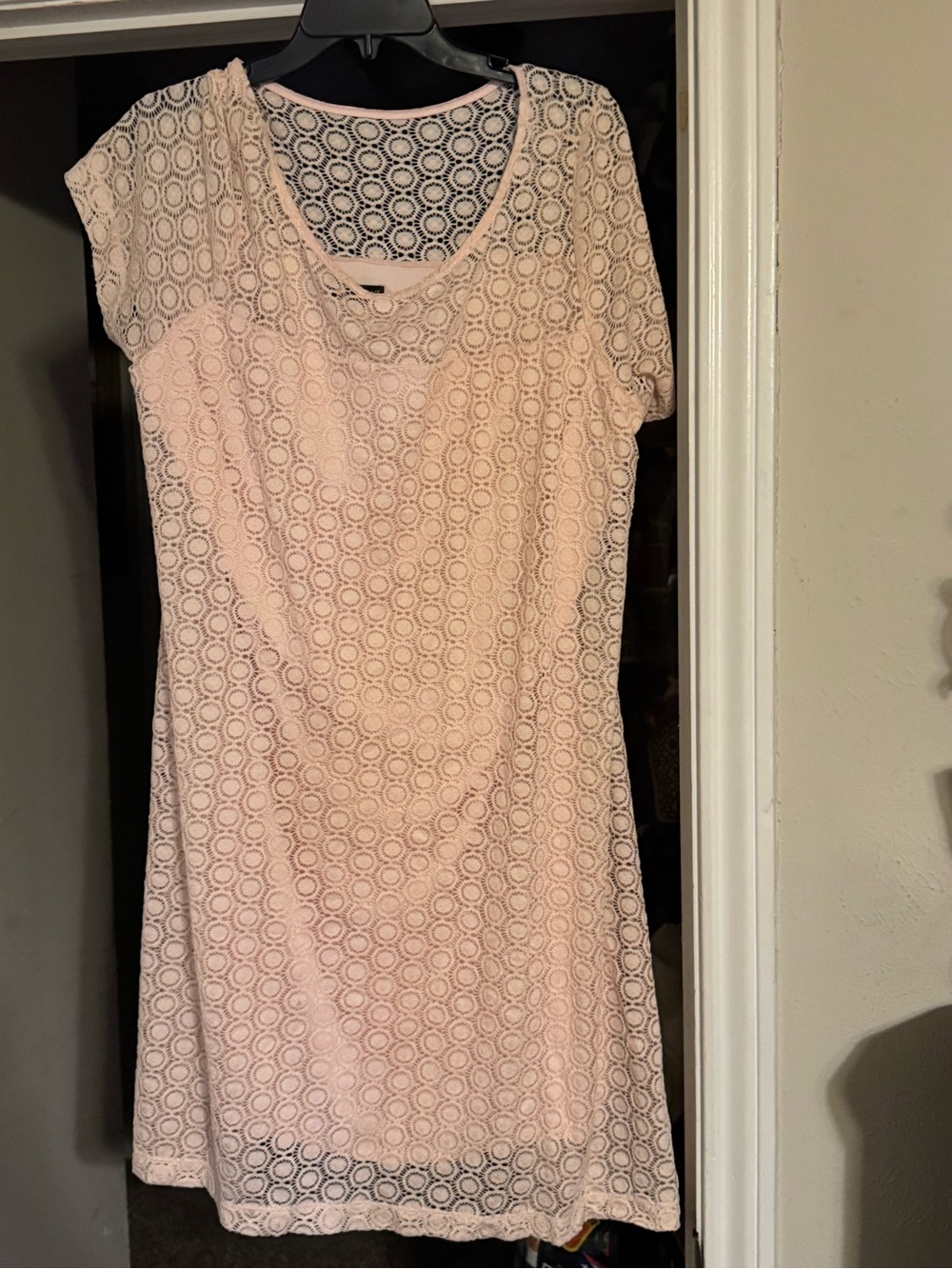Lane Bryant Pink Lace Overlay Short Sleeve Scoop Dress 18-20